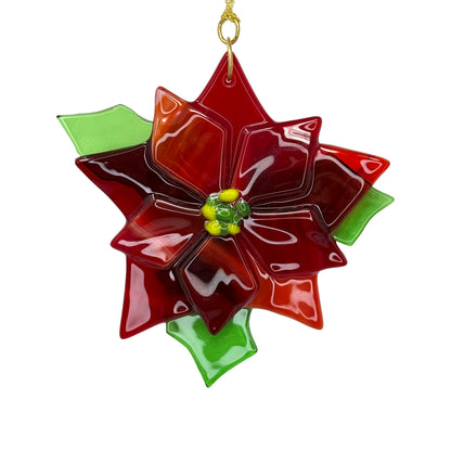 Adorno de cristal hecho a mano - Flor de Pascua