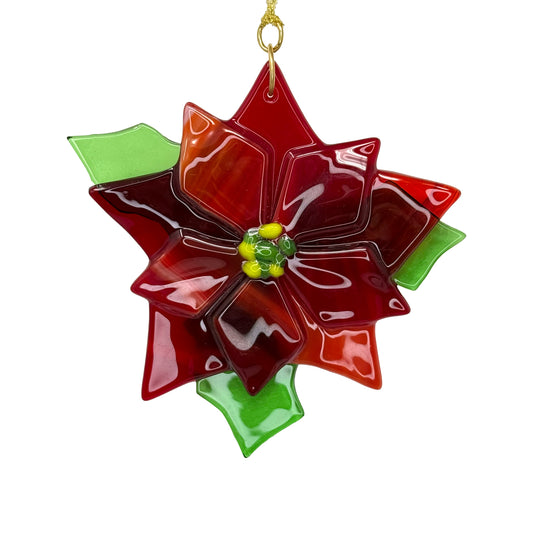 Handmade Glass Ornament - Poinsettia - Tampa Home & Garden Store