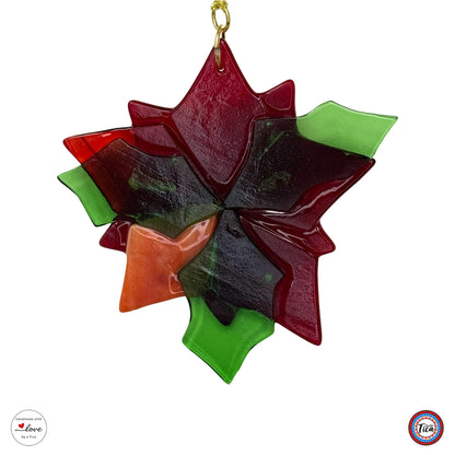 Adorno de cristal hecho a mano - Flor de Pascua