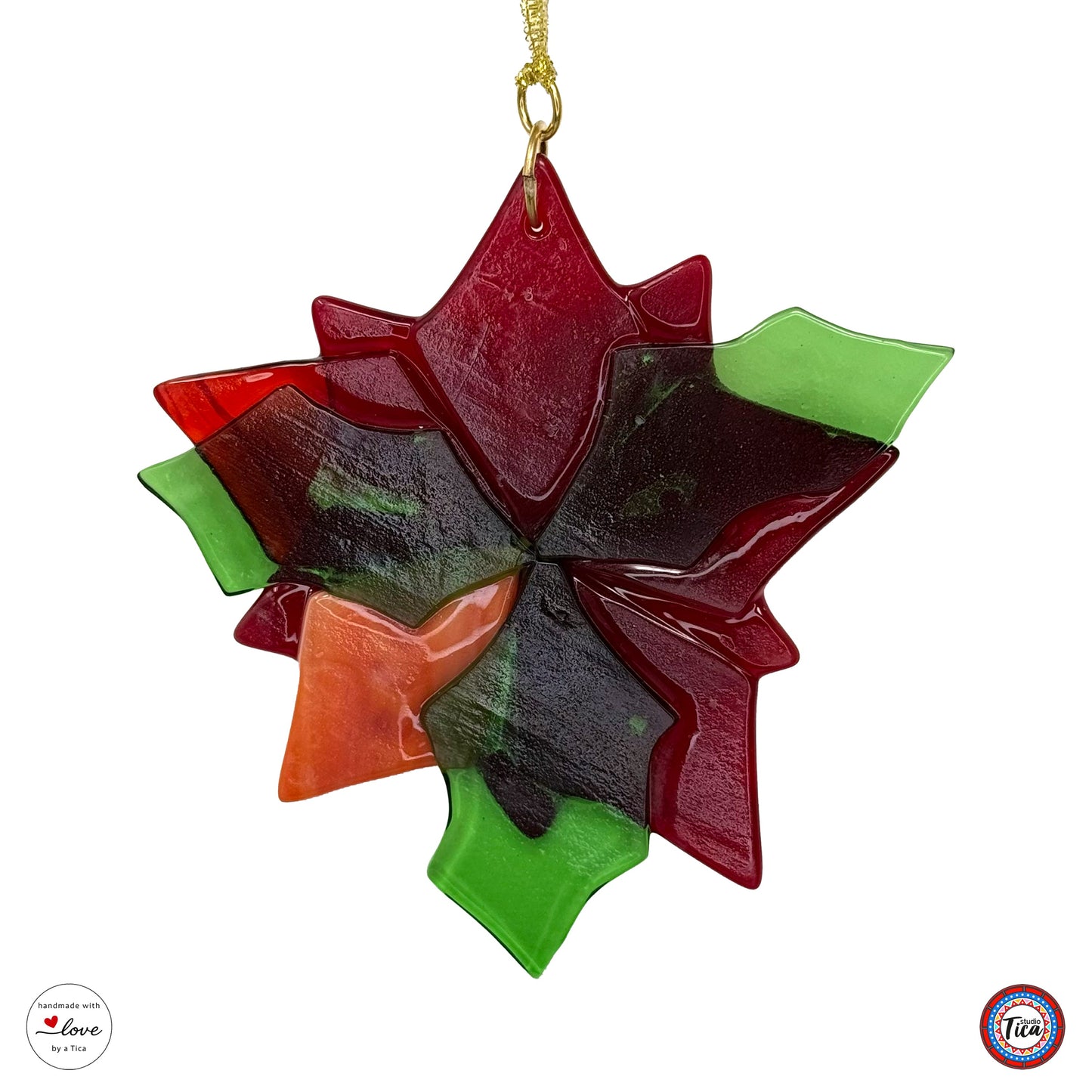 Adorno de cristal hecho a mano - Flor de Pascua