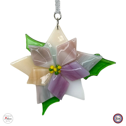 Adorno de cristal hecho a mano - Flor de Pascua