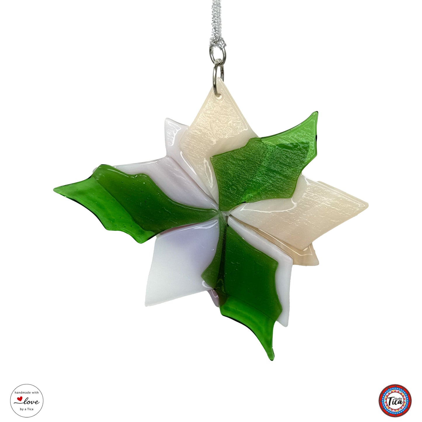 Adorno de cristal hecho a mano - Flor de Pascua