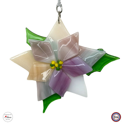 Adorno de cristal hecho a mano - Flor de Pascua