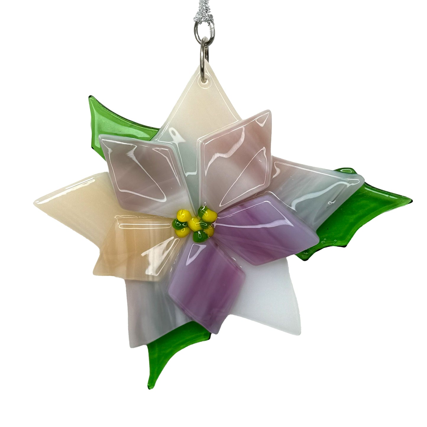 Adorno de cristal hecho a mano - Flor de Pascua