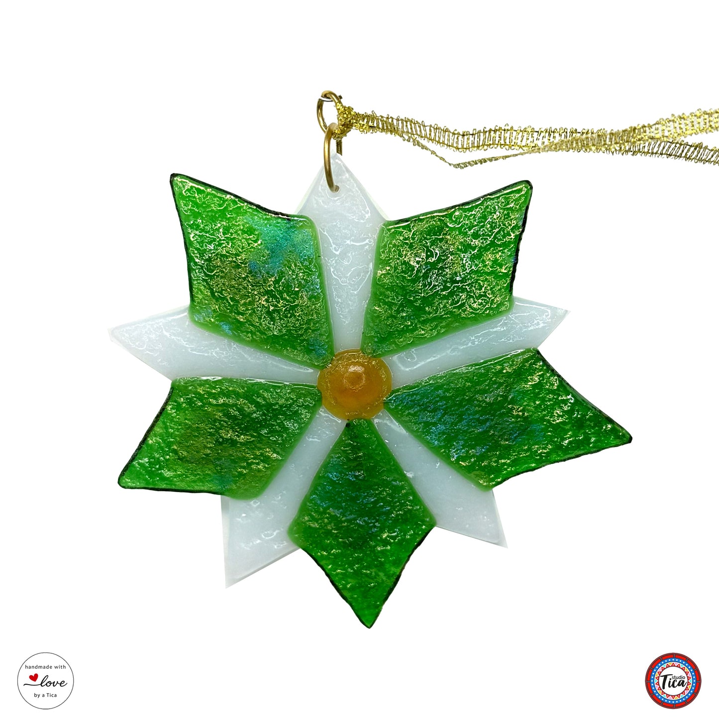 Adorno de cristal hecho a mano - Flor de Pascua