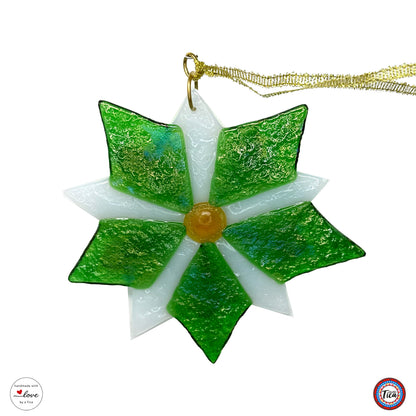 Adorno de cristal hecho a mano - Flor de Pascua