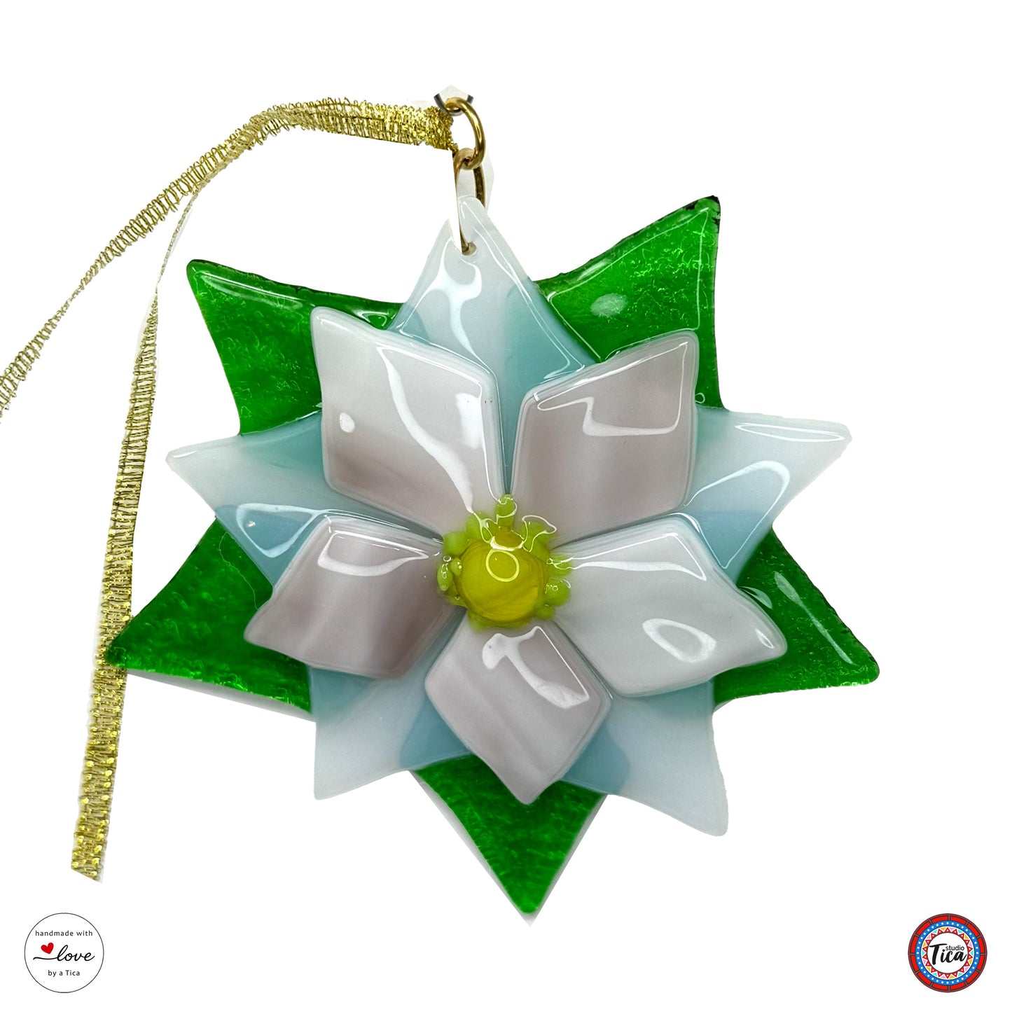 Adorno de cristal hecho a mano - Flor de Pascua