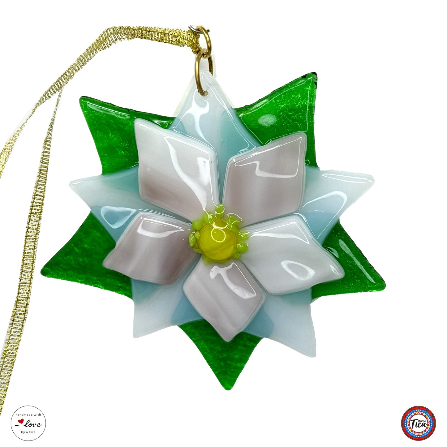 Adorno de cristal hecho a mano - Flor de Pascua