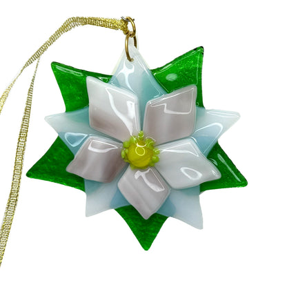 Adorno de cristal hecho a mano - Flor de Pascua