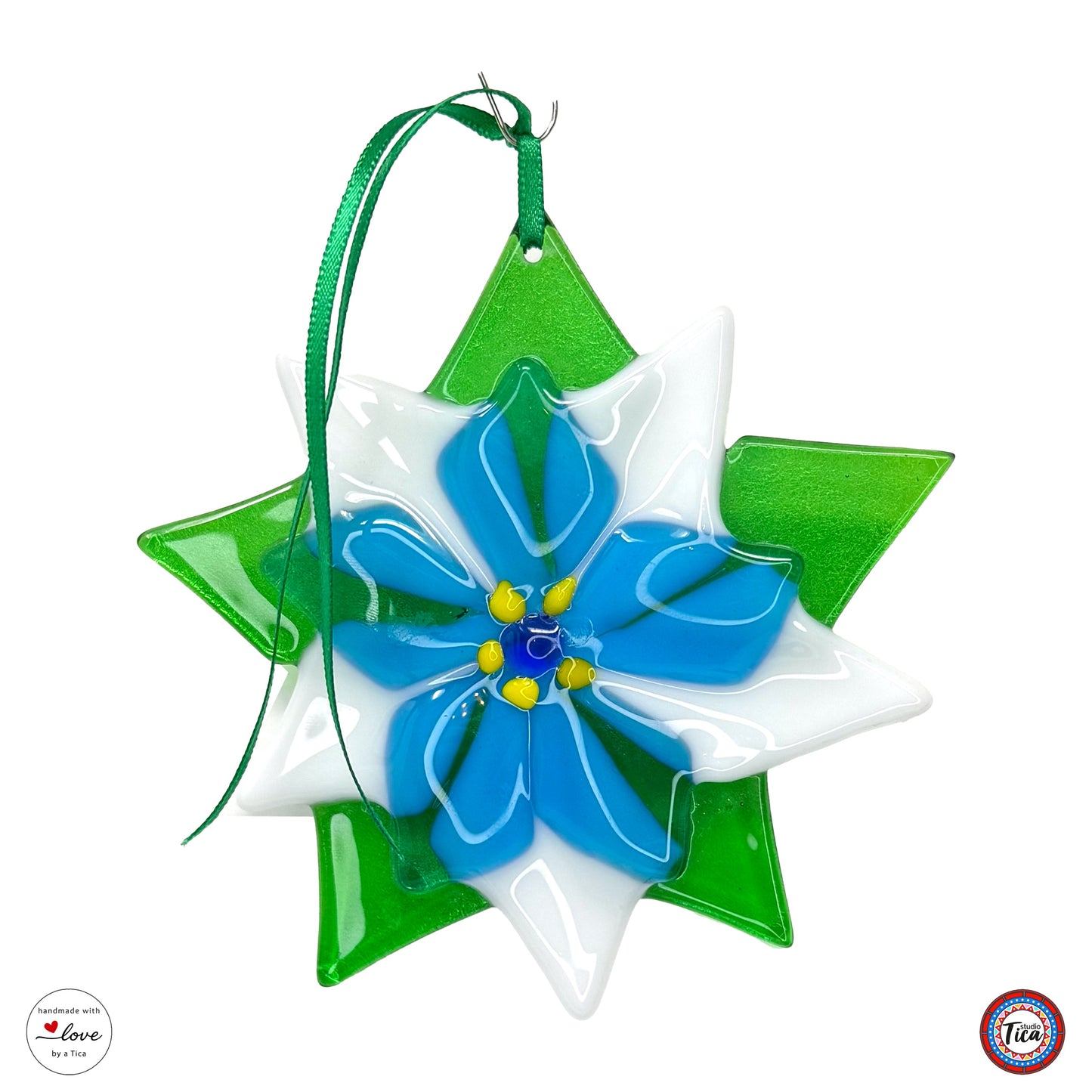 Adorno de cristal hecho a mano - Flor de Pascua