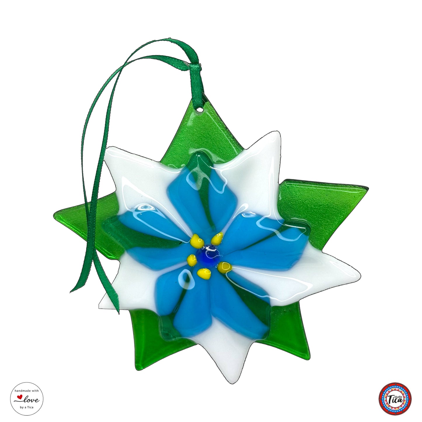 Adorno de cristal hecho a mano - Flor de Pascua