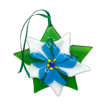 Adorno de cristal hecho a mano - Flor de Pascua