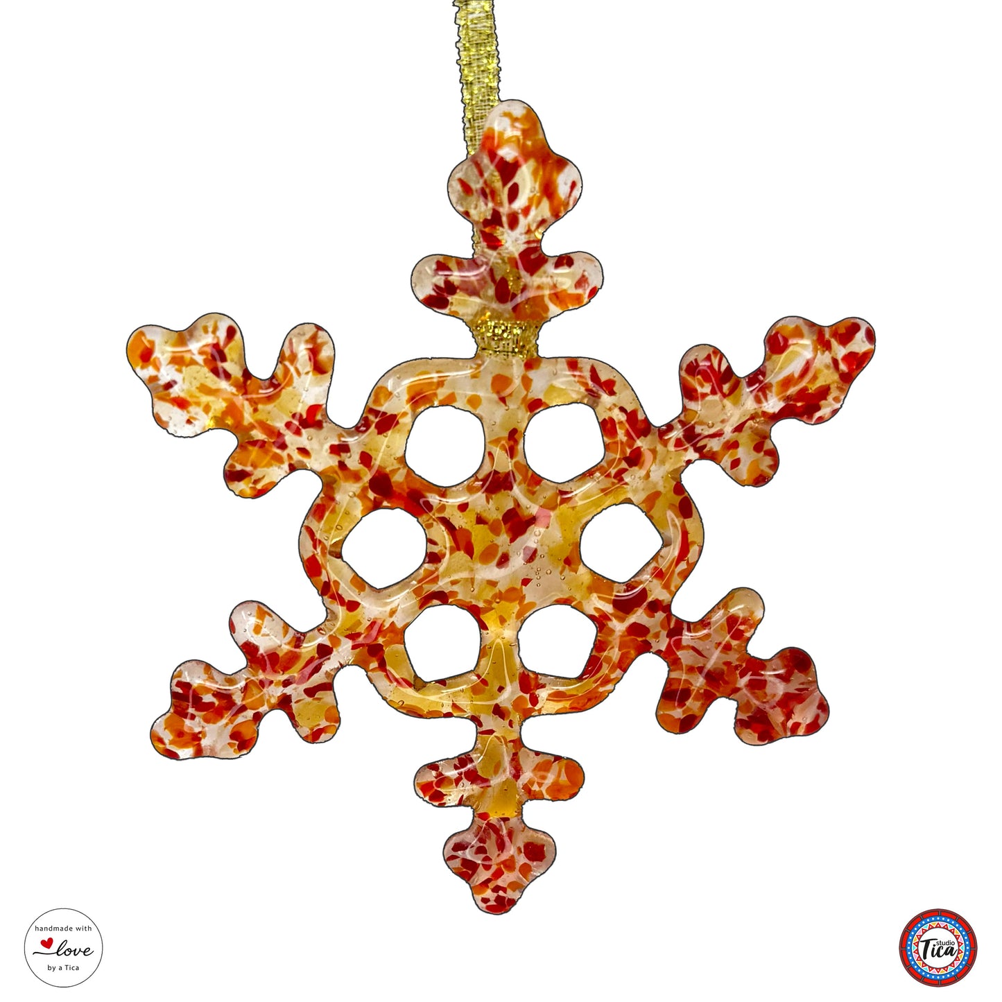 Copo de nieve de cristal hecho a mano - Borde de fuego - de studioTica