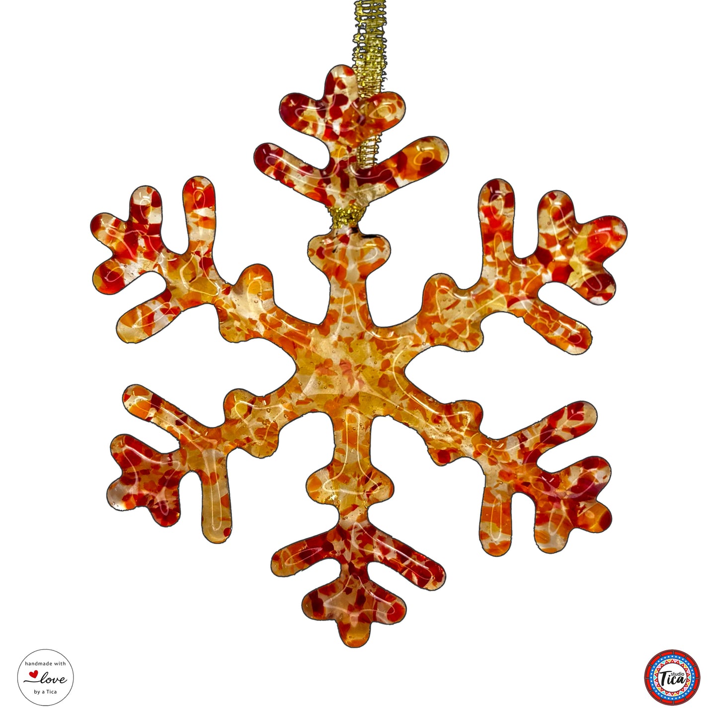 Copo de nieve de cristal hecho a mano - Borde de fuego - de studioTica
