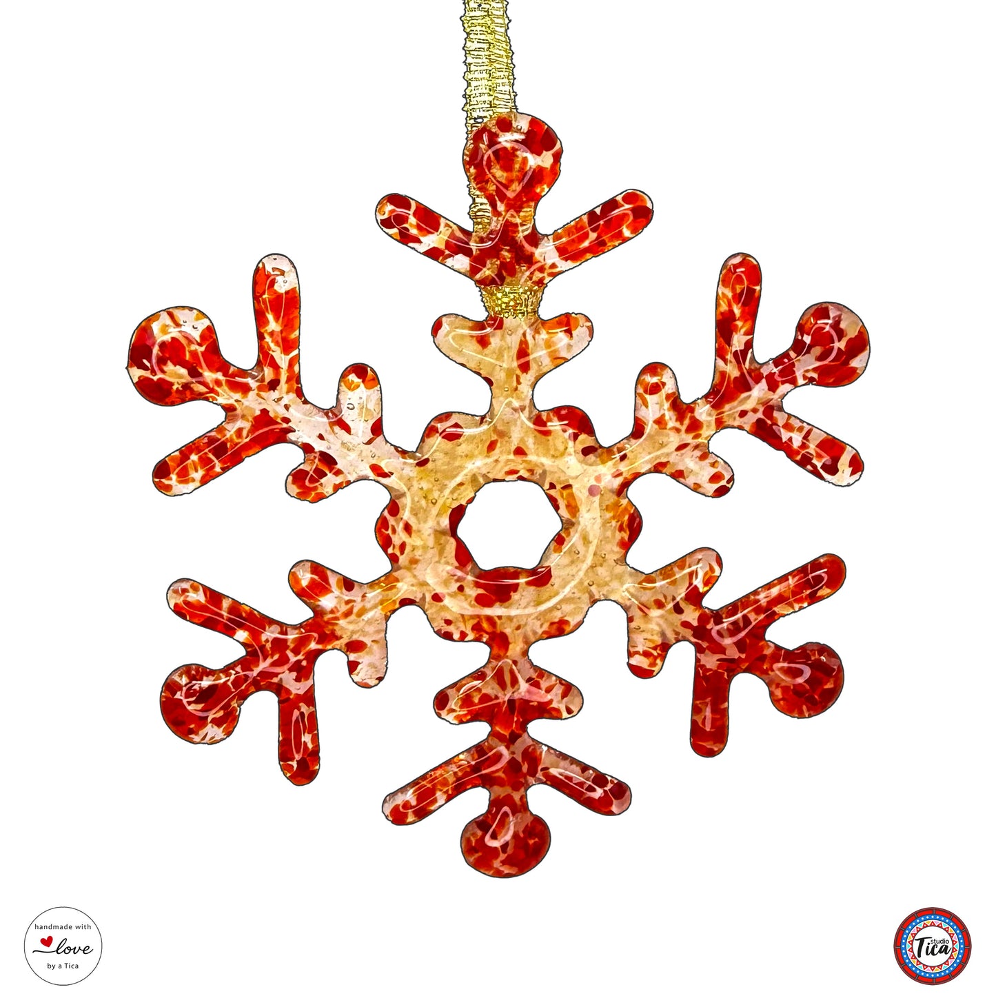 Copo de nieve de cristal hecho a mano - Borde de fuego - de studioTica