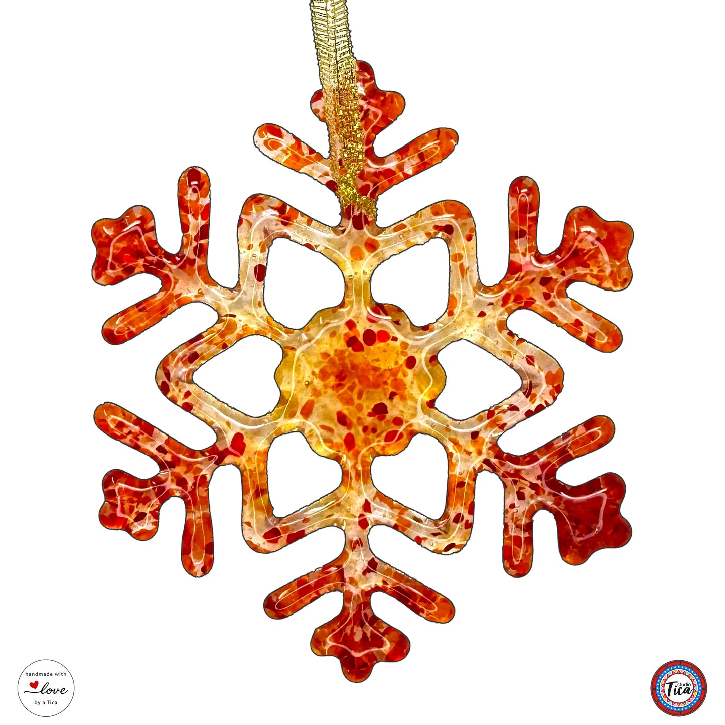 Copo de nieve de cristal hecho a mano - Borde de fuego - de studioTica