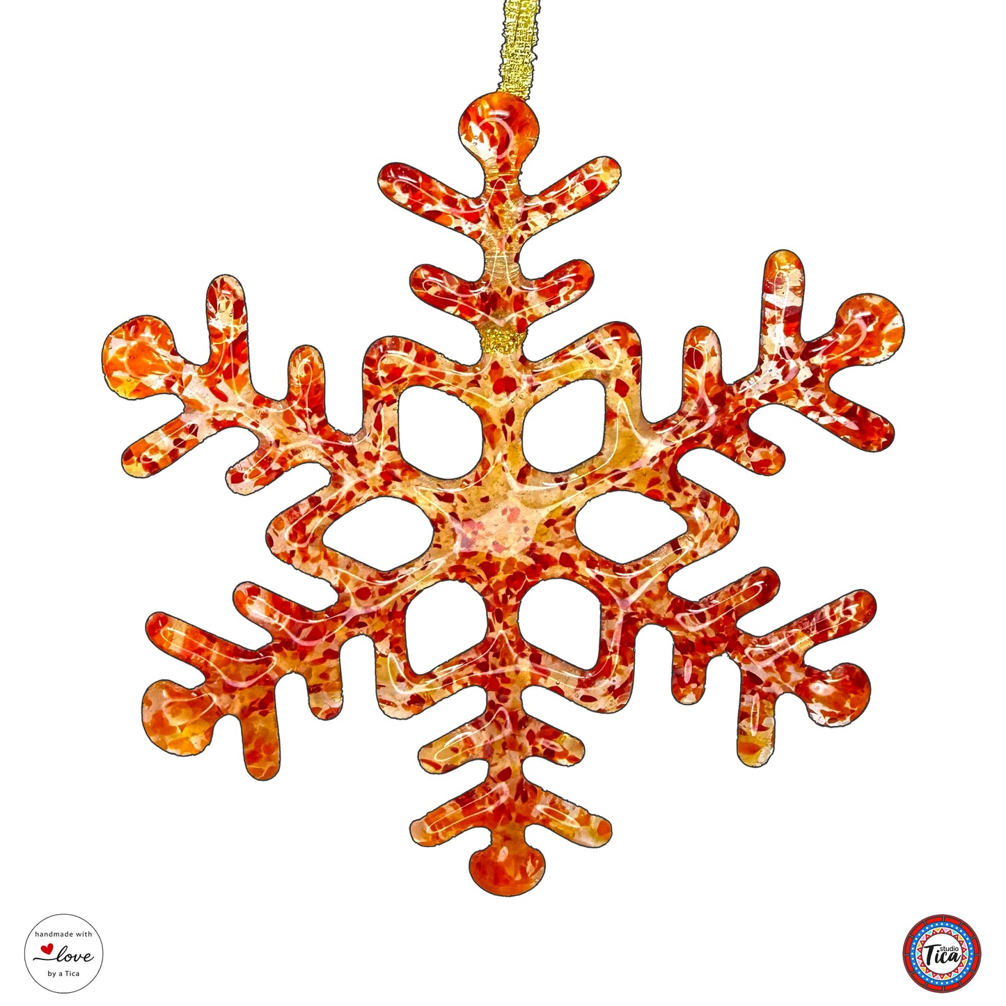 Copo de nieve de cristal hecho a mano - Borde de fuego - de studioTica