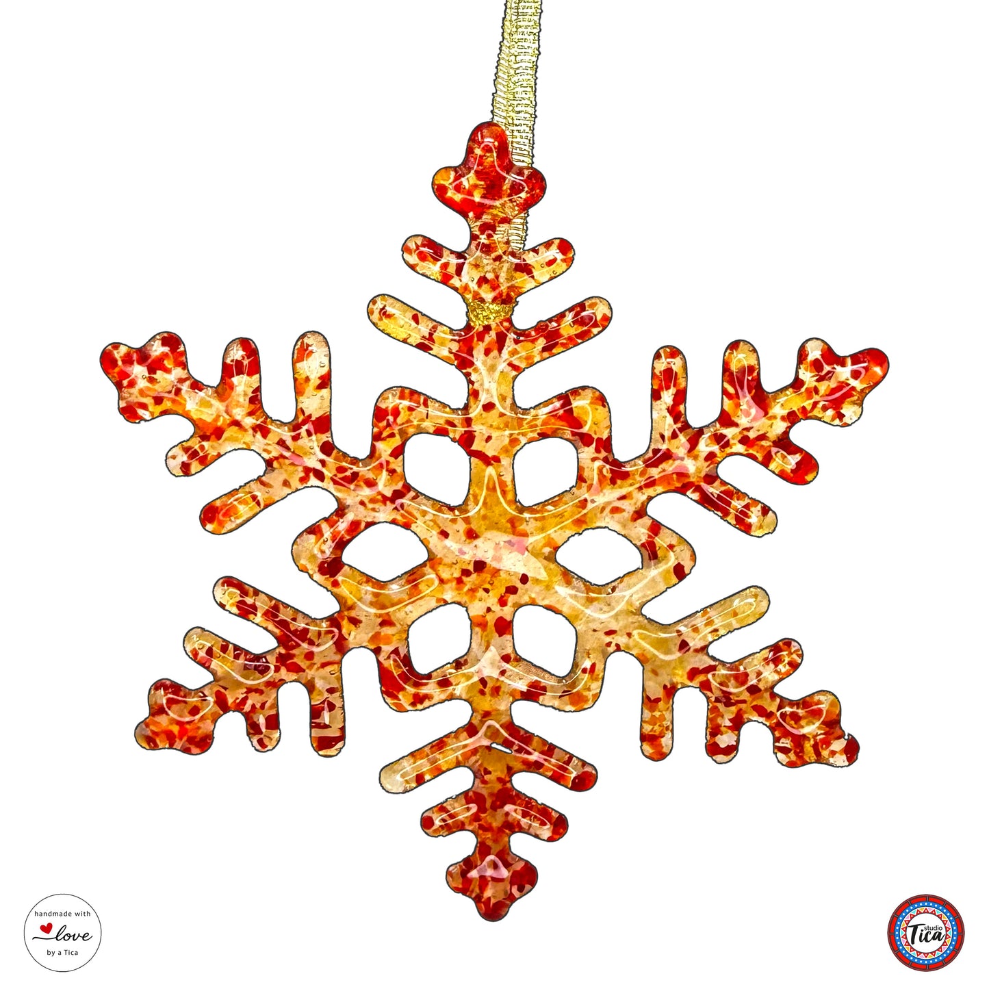 Copo de nieve de cristal hecho a mano - Borde de fuego - de studioTica