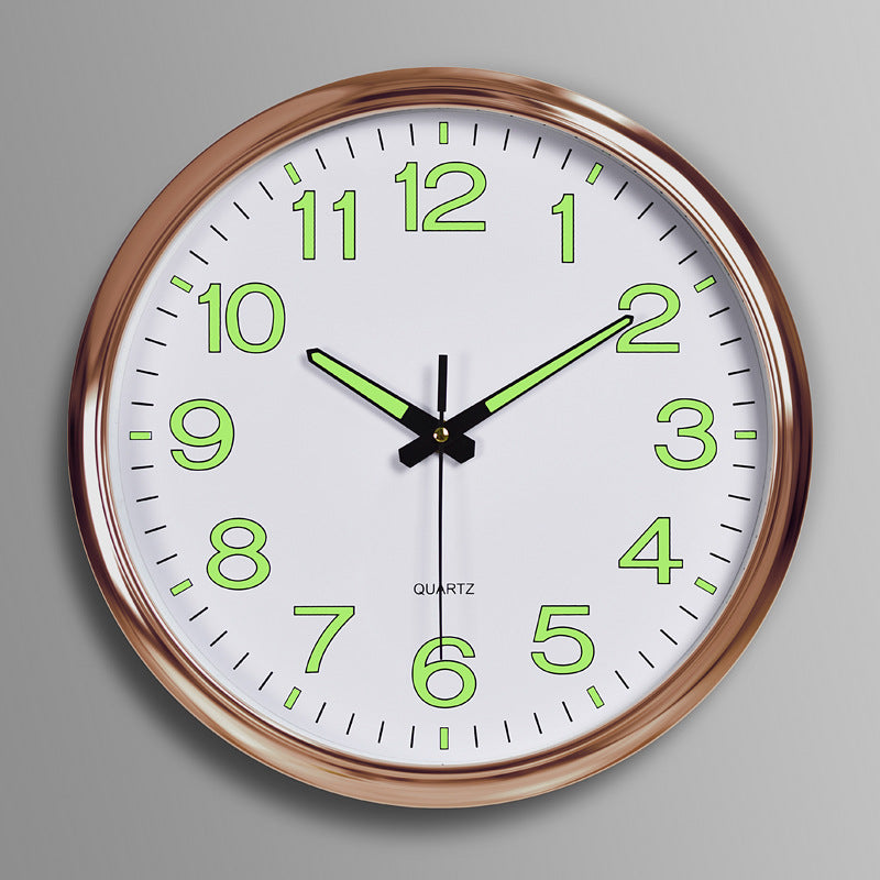 LED Wall Clock 30cm with copper frame, white dial, neon green numerals and black hands on Tampa Home & Garden Store
