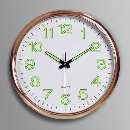 LED Wall Clock 30cm with copper frame, white dial, neon green numerals and black hands on Tampa Home & Garden Store