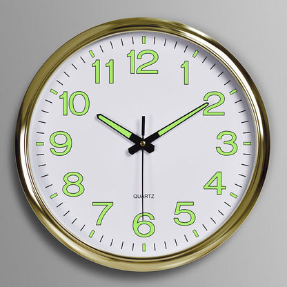 LED Wall Clock 30cm gold frame white dial neon-green numerals black hands Moktan Sabai on Tampa Home & Garden Store
