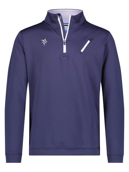 Oceanside Pullover Stretch navy with white zip placket and chest zip by White Water Life on Tampa Home & Garden Store