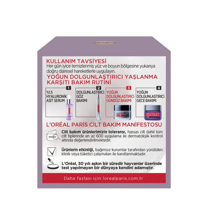 L’Oréal Paris Revitalift Hyaluronic Day Cream kit with serum, eye care and night cream on purple packaging on Tampa Home & Garden Store