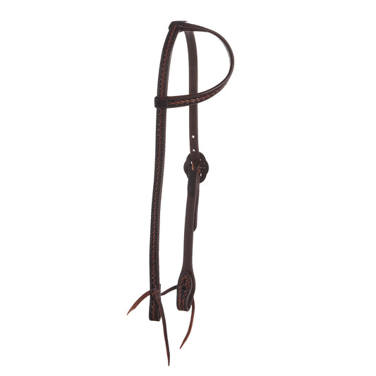 WD-RTSEH-HO-18 Heavy Oiled Rope Tooling Headstall with Double Flower Buckle Single Ear Mayatex on Tampa Home & Garden Store
