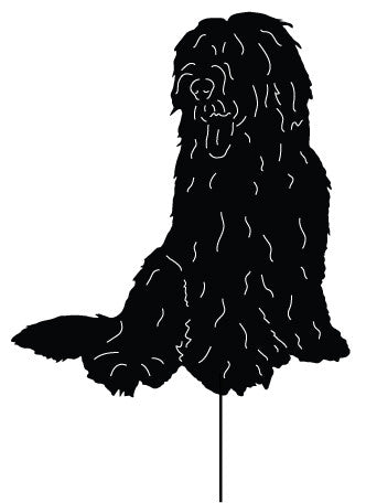 Old English Sheepdog garden stake lawn ornament black silhouette Rustica Ornamentals on Tampa Home & Garden Store