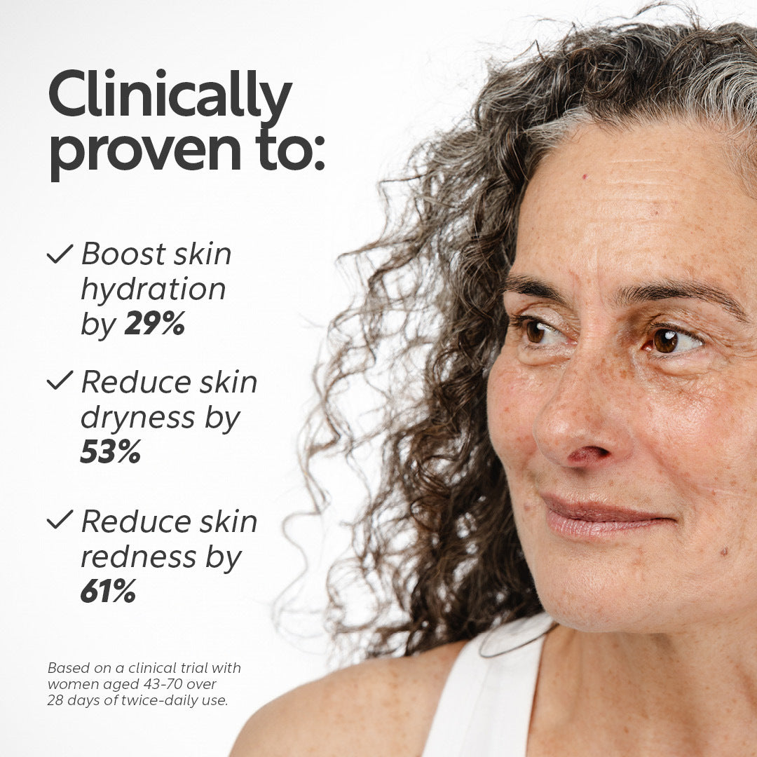 UpCircle Ceramide Gel Moisturizer; encapsulation technology, promo image with a woman's face on Tampa Home & Garden Store
