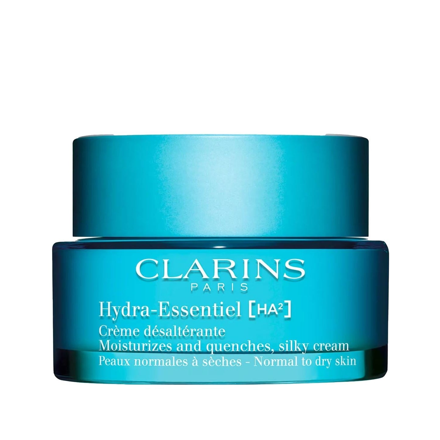 Clarins Hydra-Essentiel [HA2] face cream in turquoise jar, silky moisturizer on Tampa Home & Garden Store
