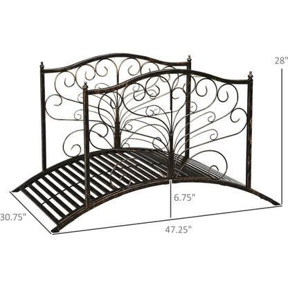 Puente de jardín metálico resistente de 1,2 m para exteriores con acabado en bronce negro