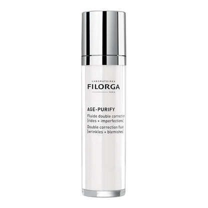 Filorga Age-Purify double correction fluid bottle with chrome cap and white liquid on Tampa Home & Garden Store