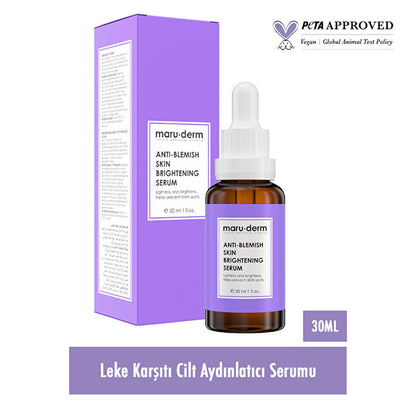 Maru-derm Anti-Blemish Skin Brightening Serum 30ml bottle with purple box niacinamide enriched on Tampa Home & Garden Store
