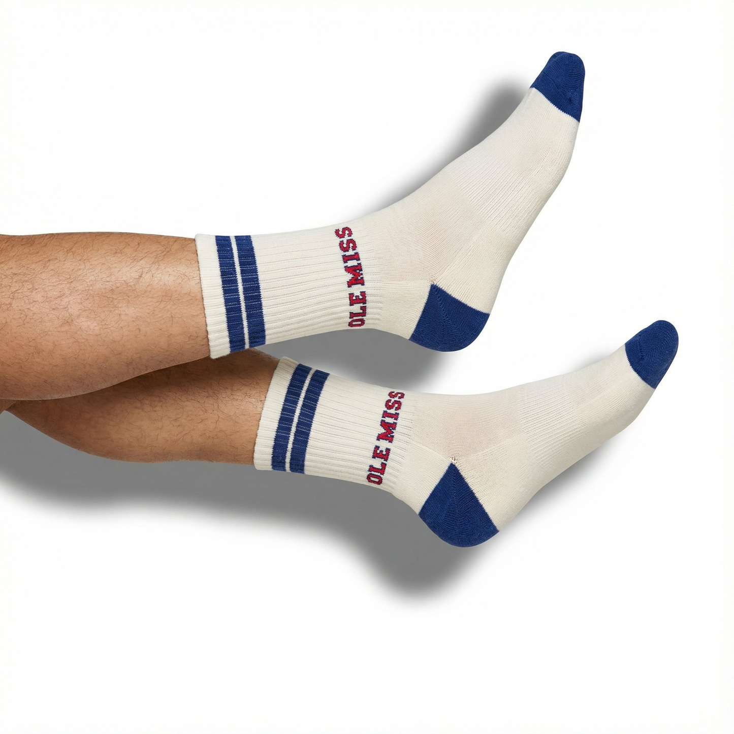 DeadSoxy Ole Miss Colonel 4-Pack crew socks white with blue toe on Tampa Home & Garden Store
