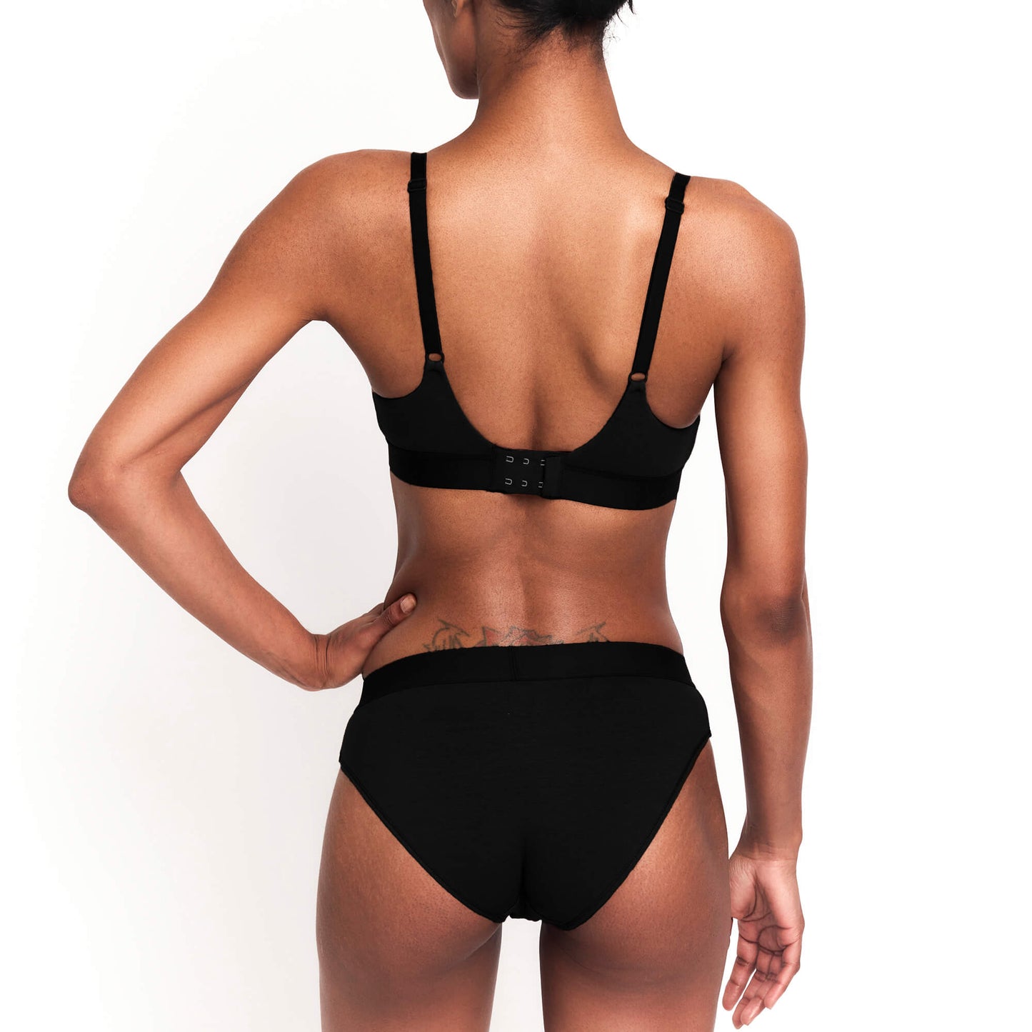 Net Positive hemp mid-rise briefs in black with adjustable straps back view on Tampa Home & Garden Store