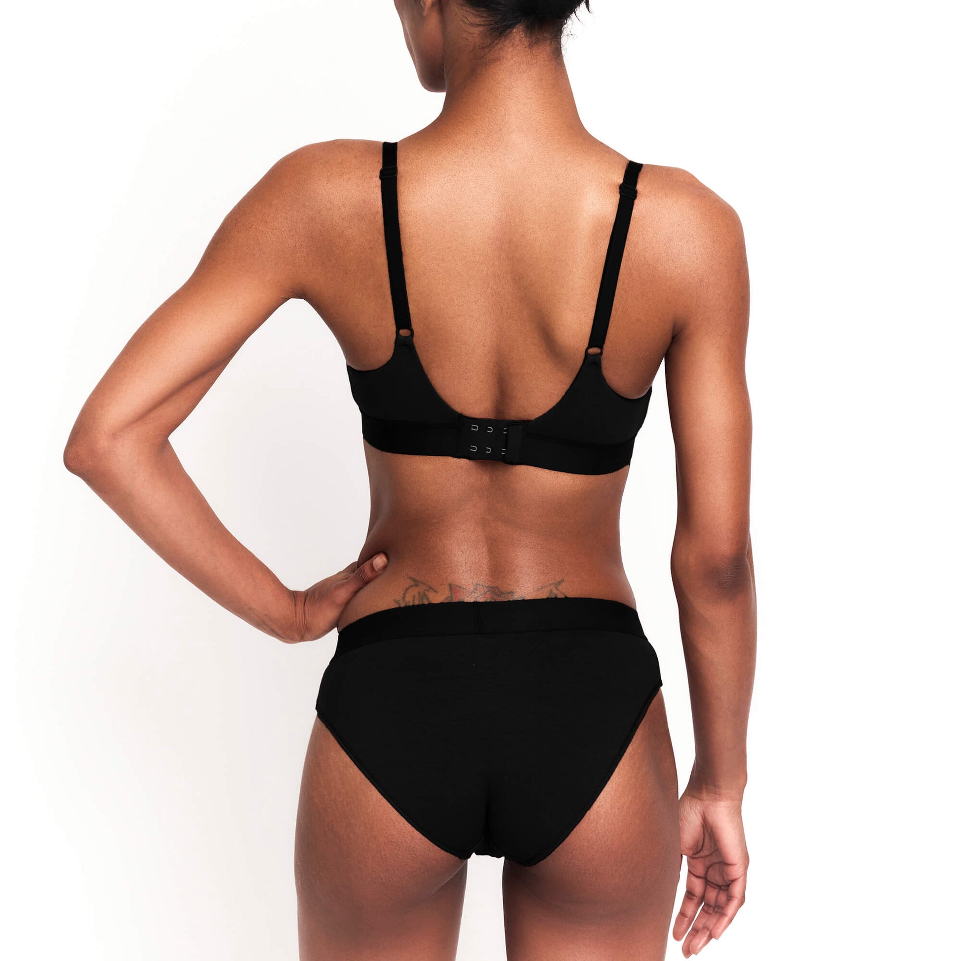 Net Positive hemp mid-rise briefs in black with adjustable straps back view on Tampa Home & Garden Store