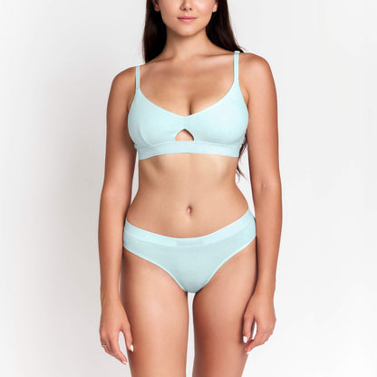 Mid-Rise Hemp Brief by Net Positive in pale blue with matching top and front cutout on Tampa Home & Garden Store