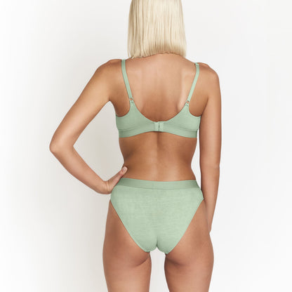 Keyhole hemp bra back view in sage green Net Positive on Tampa Home & Garden Store