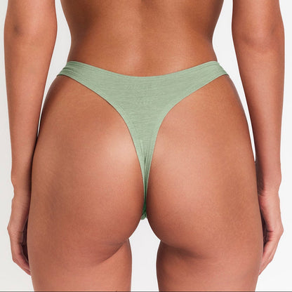Net Positive hemp thong in sage green, back view highlighting high-cut silhouette on Tampa Home & Garden Store