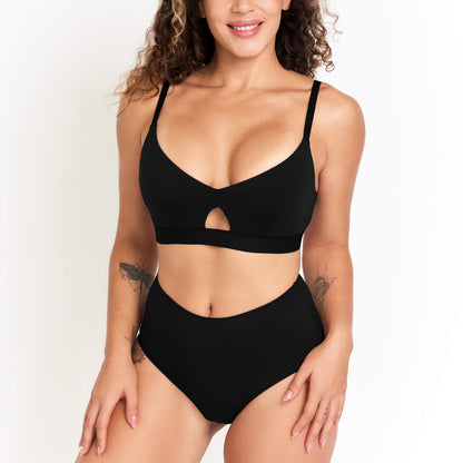 Net Positive High-Rise Hemp Brief in black fabric, sustainable hemp underwear on Tampa Home & Garden Store