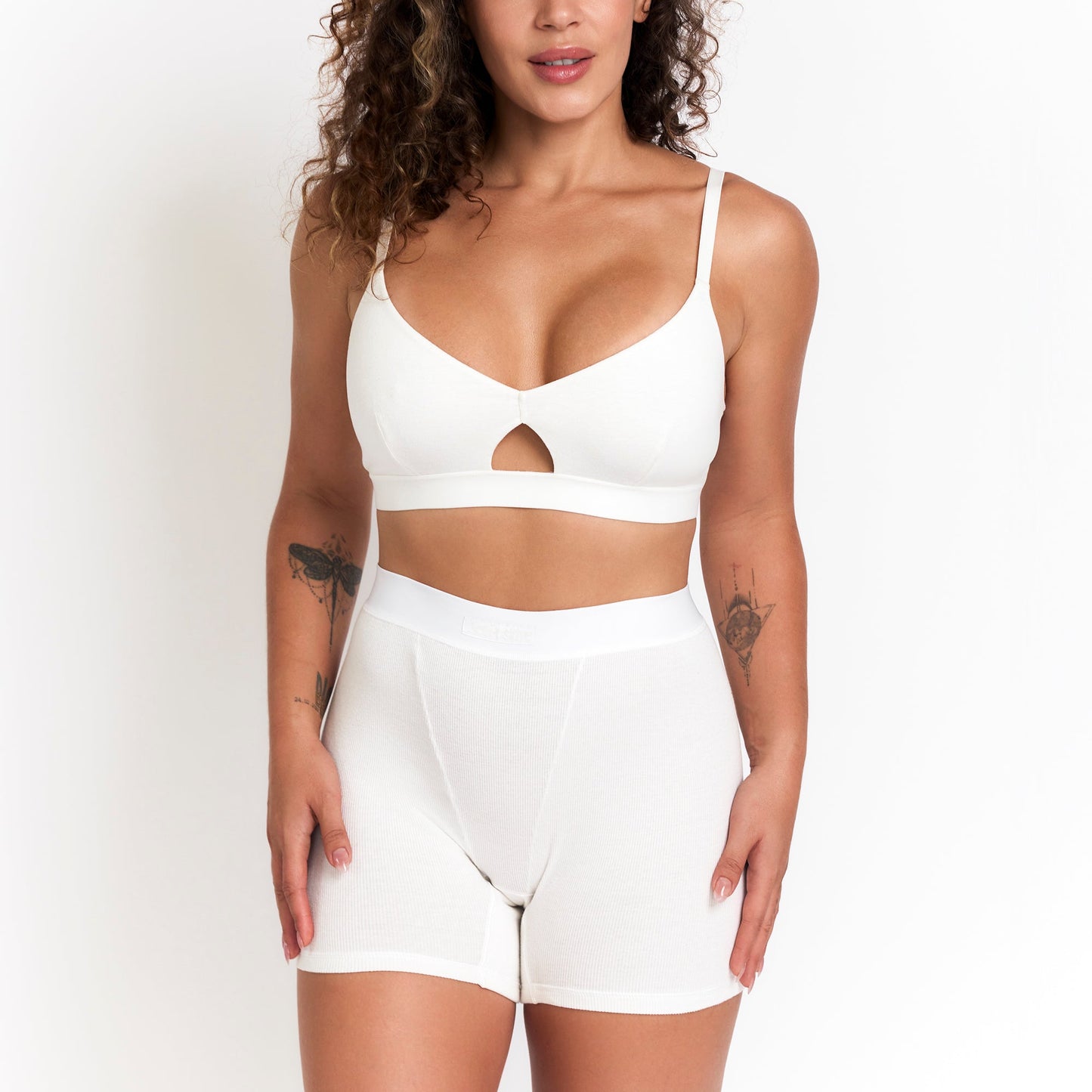 Botanical Dye Boxer white organic rib boyshorts by Net Positive on Tampa Home & Garden Store