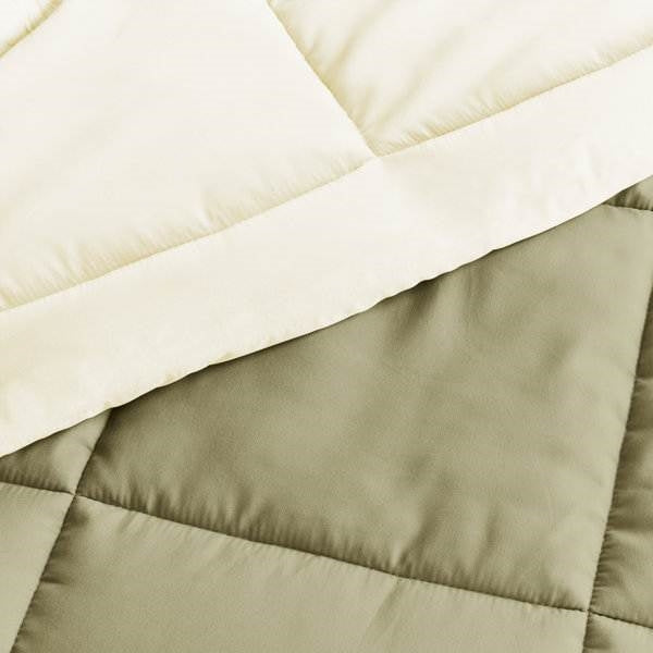 Juego de edredón reversible de microfibra de 3 piezas tamaño Full/Queen en verde salvia/crema