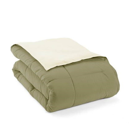 Juego de edredón reversible de microfibra de 3 piezas King/Cal King en verde salvia/crema