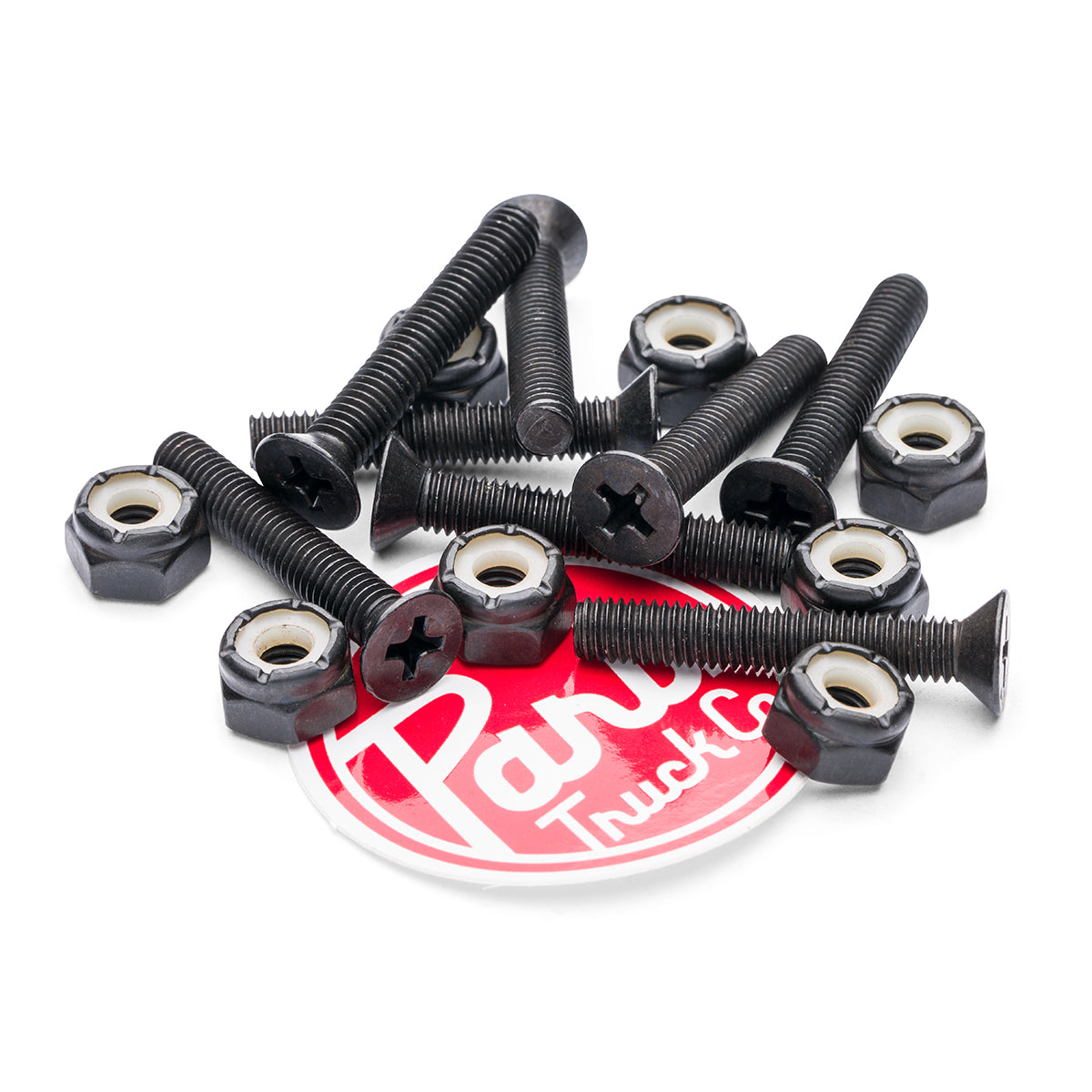 Paris Truck Co 1 1/4in flathead skateboard bolts with nylon nuts, black finish on Tampa Home & Garden Store