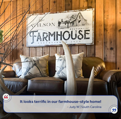 Rustic Horse Farmhouse Sign canvas by Tailored Canvases with barn on wood panel on Tampa Home & Garden Store