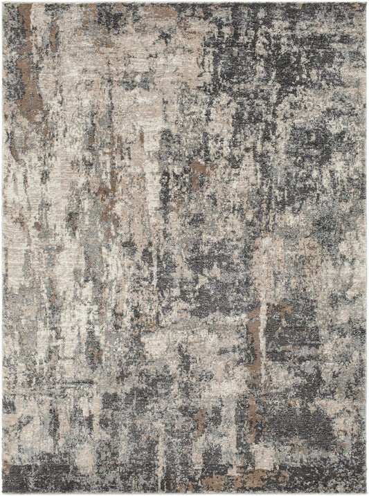 Opunake Luxe Thick Area Rug in muted beige, taupe, gray abstract pattern by Boutique Rugs on Tampa Home & Garden Store