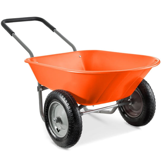 Heavy Duty 2-Wheel Multipurpose Rust Proof Wheelbarrow - Orange