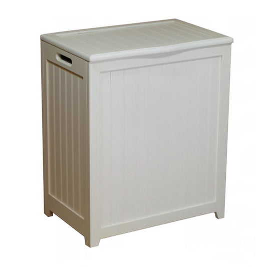 White Solid Wood Rectangular Laundry Hamper - Tampa Home & Garden Store