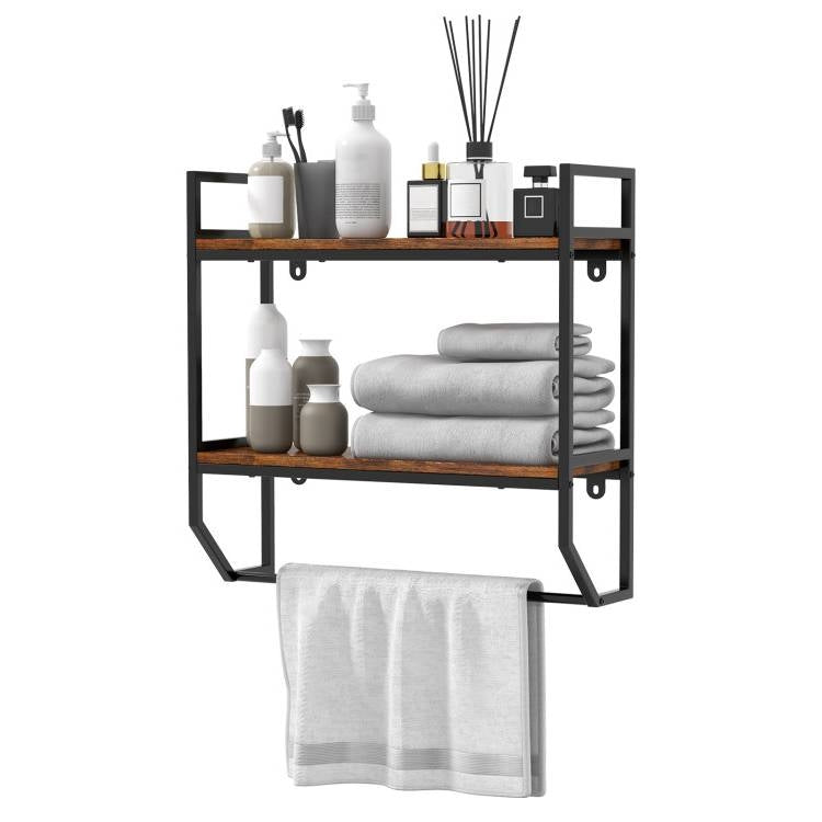 Estantería de baño de 2 niveles para colocar sobre el inodoro con toallero, para montar en la pared
